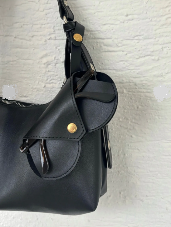 ارزان ترین کیف قاب عینک چرمی آویز دار  ترک وارداتی- مشکی