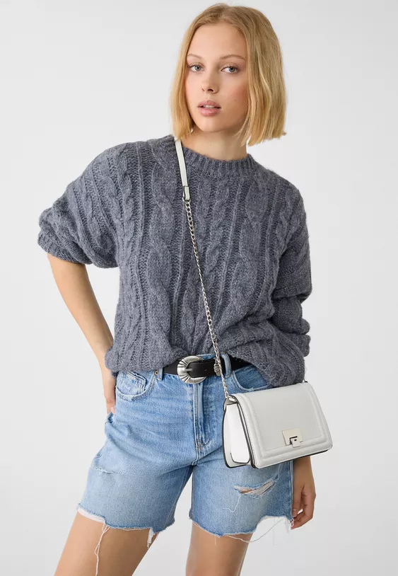 کیف سفید مهمانی دوشی زنانه اورجینال استرادیواریوس stradivarius