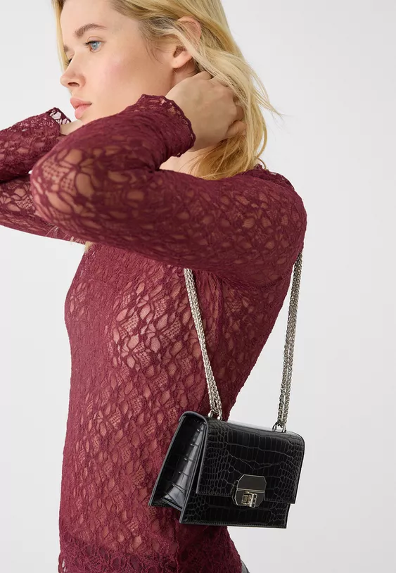 کیف مراسم مشکی دوشی زنانه کروکو اورجینال استرادیواریوس stradivarius